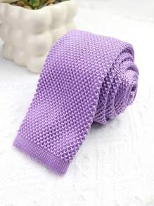 1 Stück elegante lila gestrickte Krawatte, geeignet für Lässig, Streetwear und den täglichen Gebrauch
