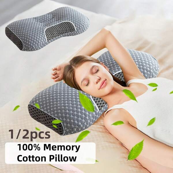 1/2 Stück Nackenkissen, Ergonomisches Nackenkissen, Standard-Sofakissen zur Nackenentspannung, Orthopädisches Kissen für Seiten-, Rücken- und Bauchschläfer – Sehr geeignet für Haushaltsbettwäsche, Wohnzimmer- und Schlafzimmerdekoration, Kissen zum Schlafen
