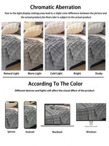1pc Soft & Cozy Bubble Fleece Rolled Edge Blanket, Light Gray Color, Suitable For Bedroom & Guest Room