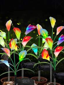1pc Solar Powered Calla Lily Garden Light - Waterproof Color Changing Outdoor Lantern, Solar Calla Lily Stake Light, Solar Garden Light, Outdoor Garden Stake Light With Easy-To-Insert Into Ground Design - Ideal Mother's Day And Valentine's Day Gift, Lighting Pole, Courtyard, Solar Decoration Light - Calla Lily Lamp - View 1