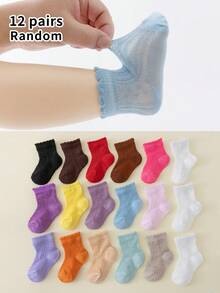 12pcs/Pack Breathable, Soft Polyester Baby Socks, Suitable For Spring, Summer, Autumn - Multicolor - View 7