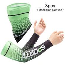 3pcs Gradient Color Ice Silk Arm Sleeves With Thumb Hole - Windproof, Sun Protection, Quick-Dry, Breathable Polyester For Cycling, Running, Hiking, Fishing & Outdoor Sports