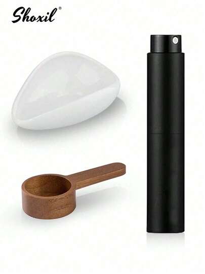 shoxil 3件套咖啡豆计量杯+防静电喷雾瓶+咖啡勺，咖啡配件，陶瓷计量容器，单剂量量盘套装，咖啡礼品
