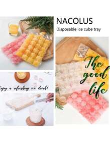 1-1200pcs Summer Ice Cool Disposable Ice Packs, Comes With Funnel, Self-Sealing Ice Bags, Passion Fruit Fruit Storage Bags, Home Ice Pack
