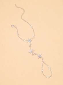 Pulseira feminina de estrela brilhante com strass, adequada para uso diário, festas e viagens