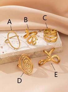 1pc Fashionable Elegant Geometry Pattern Stainless Steel Chunky Rings For Women Daily And Wedding Wear Holiday Gift Adjustable Open Ring Stackable Band Statement Jewelry
