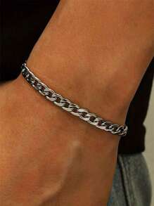 1pc/Set Titanium Steel Cuban Link Chain Necklace, Hip Hop Rock Sweatshirt Chain Accessory, 3mm Width, Fashionable Versatile DIY Jewelry, Won't Fade Or Discolor Fathers Day Gift School Jewelry Men Y2k Accessories Goth Chains Jeans Accessories Gothic Jewellery Back To School Street Halloween Accessories Punk Streetwear Accessories