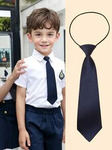 1pc Children's Elastic Tie, Korean Style Solid Color Necktie For School Uniform, Preschool, Student, Boys & Girls, Back To School