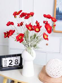 1pc/4pcs Artificial Poppy Flowers, Vibrant Silk Flower Plush Stick Simulation Flowers, Poppy Rose Simulation Flowers, Nordic Style Home Decoration, Suitable For Table Center Decoration, Outdoor Gardens, Wedding Decoration, Holiday Parties, DIY Vase Flower Arrangement Decoration | Artificial Plants, Autumn Harvest Festival, Thanksgiving, Halloween, Christmas Decoration