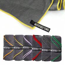1 pezzo Asciugamano sportivo da fitness nero, asciugamano in microfibra moderno e semplice, super assorbente, morbido e confortevole, antiscivolo, utilizzabile come asciugamano da spalla o tappetino assorbente per sudore, decorazione per bagno domestico, accessorio essenziale per spiaggia estiva e ritorno a scuola
