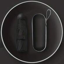 1pc Compact Windproof And Rainproof Five-Fold Pocket Umbrella; Mini Capsule Umbrella; Folding Umbrella; Sun And Rain Umbrella; Black Rubber; Sun Umbrella With Box; Portable Umbrella; Rain Cover; Portable Foldable Sturdy Fiberglass Ribs; Ergonomic Handle; Dual Purpose For Sun And Rain Protection; Outdoor Activities And Travel Umbrella;