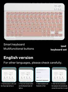 Funda con teclado compatible con iPad, teclado inalámbrico Bluetooth desmontable con batería de 150 mAh y soporte para lápiz compatible con iPad Air de 5ta generación 2022/Air de 4ta generación 2020/Air de 6ta generación 2024, de 9.7 pulgadas, 7/8/9na de 10.2", 10ma, color rosa
