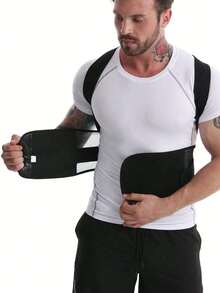 男女通用可调节姿势矫正器，背部肩部支撑带，上脊柱矫正，缓解疼痛，坐姿、站姿及办公室工作姿势训练器。颈肩支撑调节器，适合日常佩戴，锁骨稳定，促进健康姿势。 - 黑色 - 查看 2