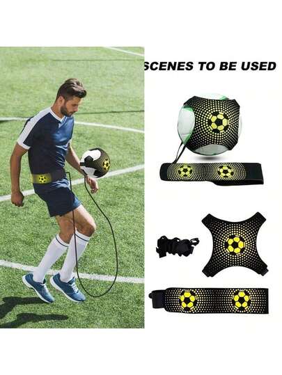 Entrenador de patadas de fútbol, equipo auxiliar de fitness con balón de fútbol elástico ajustable