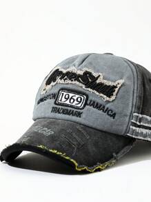 DareSee 1 Peça Boné de Beisebol Vintage Rasgado com Bordado de Letra para Mulheres para Uso Diário no Inverno, Outono, MusicFest, Y2KFest, Volta às Aulas, Outono