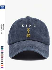 1pc "THE KING Black Chess King Design" Vintage Trucker Cap - Unisex Urban Casual Baseball Hat, Retro Adjustable Breathable Design, Suitable For Men And Women, Comfortable All Seasons, Multiple Colors And Sizes Available (2025 Spring Collection)
