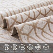 Beige And Black% Blackout Geometric Pattern Curtains, 52 Inch Wide 96 Inches Long 2 Panels, Thermal Insulated Noise Reducing Anti-Rust Grommet Drapes Bedroom Living Room,, Modern Style, Energy-Efficient - 卡其色和銀色 - 查看 6