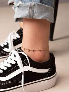 1 PC Of 925 Sterling Silver Personalized Name Anklet, Birthstone Anklet, Custom Name Anklet In Gold/Silver/Rose Gold, Nameplate Anklet, Valentine's Day Gift, Mother's Day Gift - Multicolor - View 5