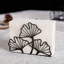 14cm X 10cm X 4.2cm Vertical Metal Napkin Holder With Modern Ginkgo Leaf Design, Suitable For Home Kitchen, Dining Room, Picnic, Party, Cafe