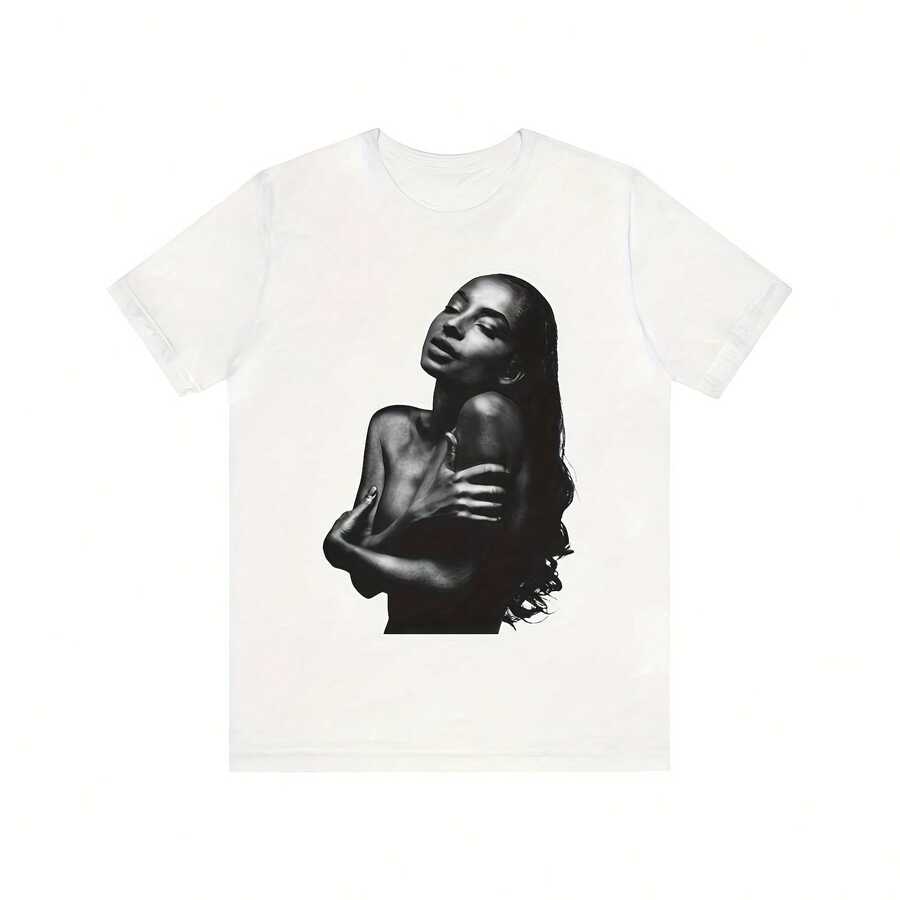Sade Love Deluxe Fan Art Uni T-Shirt  Exclus Sade Album Cover Tee  Grayscale - 白色 - 查看 1
