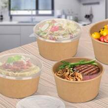 25Oz/750ml 10/30/70/100 Stück großen Papierschalen mit Deckeln, Einweg-Suppeschalen als Partyzubehör für heiße/kalte Speisen, Suppe
