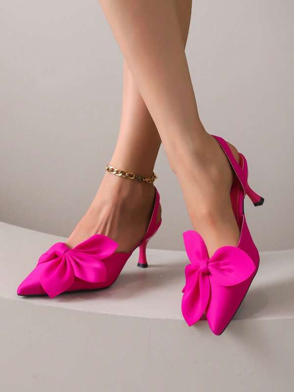 Pointed Toe Solid Color Stiletto Heels, Elegant Office, Vacation, Business, Outdoor, Wedding Shoes, Suitable For All Seasons