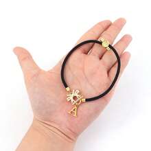 1pc New Classic Stainless Steel Initial Bow-Knot Toggle Clasps Adjustable Rope Bracelets For Women - Black - View 3