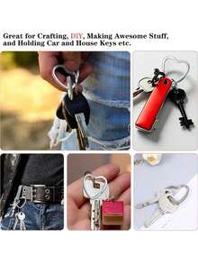 30-Pack Stainless Steel Key Rings, DIY Car Keychain Accessories, Star, Heart & Flower Shaped Keyring Set For Jewelry Making And Crafts - Silver - View 7