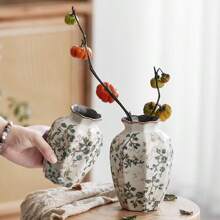 Wazon ceramiczny Vintage Ice Cracked, lekka luksusowa dekoracja wiejska, kompozycja kwiatowa odżywcza wodą do salonu, dekoracja z suszonych kwiatów, kwiaty lotosu, satysfakcjonujący prezent