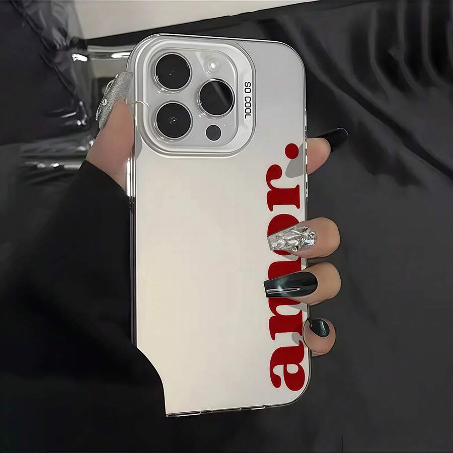 Ốp lưng điện thoại tối giản in chữ "Amor" màu đỏ, tương thích với Apple 16/11/15/14/13/12 Pro Max Plus, chống sốc, quà tặng thời trang cho thanh thiếu niên và các bạn nữ, chống nước, chống rơi vỡ và chống trầy xước. - Nhiều màu - Xem 1