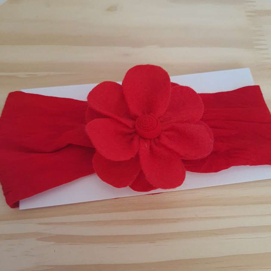 Baby Turban With Half Headband And Flower Detail, Baby Accessory Fits Up To 2 Years Old, - 紅色 - 查看 1