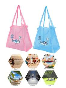 1 件沙滩玩具网状沙滩包贝壳收集袋带拉链和可调节肩带斜挎包可爱沙滩手提包手提包非常适合收集贝壳沙滩玩具和游泳配件玩具整理储物袋收纳袋邮轮旅行必备配件露营沙滩必需品礼物男孩和女孩包婴儿（仅包，不含玩具） - 彩色 - 查看 5