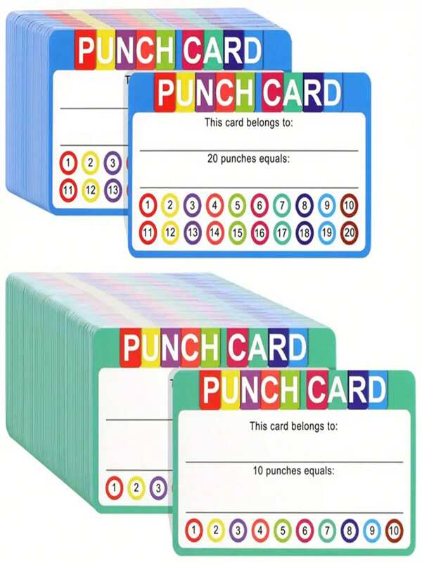 50 pièces Cartes perforées pour récompenses en classe, incitations, cartes de remerciement pour étudiants, acheteurs et clients