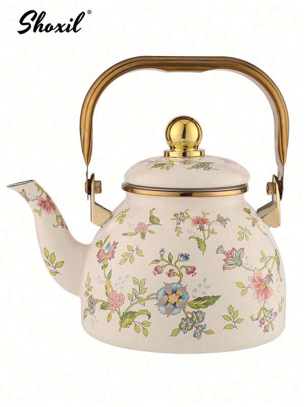 shoxil 1 Stück emaillierter Wasserkocher, großer Kapazität, für Gas- und Induktions-Kochfelder geeignet
