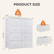 Sweetcrispy 3 Sizes Dresser For Bedroom, Storage Drawers, Tall Large Fabric Storage Tower Organizer,Organization And Storage Clothes Organizer , Chest Of Drawers With Metal Frame Wooden Top For Nursery, Closet, Living Room, Entryway, White - 白色 - 查看 6