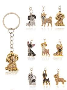 1 件个性化时尚可爱水钻合金宠物小狗钥匙扣、动物钥匙扣、爱狗人士钥匙扣、宠物钥匙扣、汽车钥匙扣、包包吊坠、钥匙扣配件、男女钥匙扣、生日、活动、周年纪念、派对纪念品汽车配件包包挂饰背包学校动物哥特 Y2k 圣诞节礼物创意包包配件挂绳带身份证夹汽车配件包包挂饰 - 彩色 - 查看 1