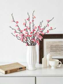 1/4/8 件人造花丝绸梅花花束假冬季房间装饰秋季装饰丝绸花束假植物用于秋季装饰婚礼花瓶用于家庭餐厅卧室装饰，节日生日派对配件，户外花园装饰