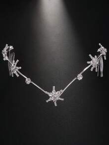 Six-Pointed Star Rhinestone Hair Comb Bride Comb Headband Headdress Fashion Wedding Jewelry Accessories For Women - Silver - View 2