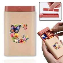 6 Grids Pills Organizer Travel Mini Pill Box For Tablet Moisture-Proof Medicine And Vitamins Container Dispenser Organizer Travel Home Camping Outdoor Hiking Hunting Medicines Fashion 26 Initial Letter Pill Case Pills Container First Aid Kit Medical Bag Travel Accessories Dorm Essentials, Portable Accessories Storage - Pink - View 22