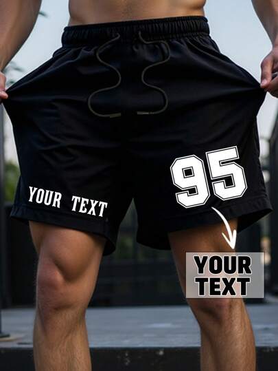Customized Men Summer Shorts, Personalized Text/Blessing/Logo/Funny Quote/Lucky Number, Summer Gift, Graduation/School Season Uniform, Memorial Day, Valentine's Day/Birthday/Party/Music Festival Customized, Gift For Him, Party, Company Culture T-Shirt/Family Gathering/Charity Team Customized, Men's Summer Shorts