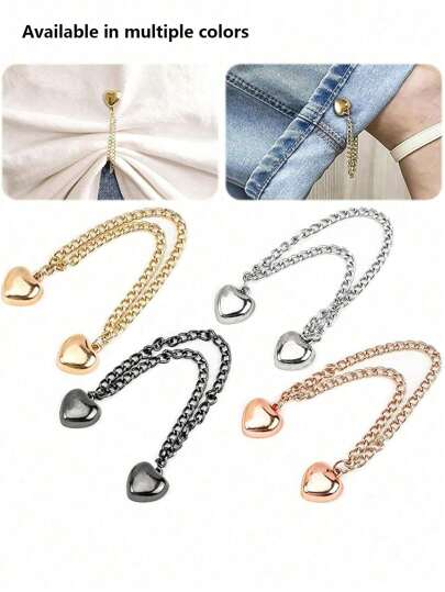 Heart Shape Seamless No-Slip Metal Clips For Hemming Pants & Bucket Hats,Magnetic Edge Clip, Suitable For Pants And Sleeves, Detachable, No Need For Nails Or Sewing, Metal Clip For Shortening And Tightening, T-Shirt With Adjustable Buckle For Shortening Clothes, Long Hem Fixed Buckle, Magnetic Mother Buckle, Waist Buckle