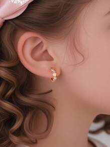 Artepollo 1 Pair 925 Sterling Silver Hypoallergenic Heart Shaped Hoop Earrings With Cubic Zirconia, Delicate And Compact, Gift Box Packaging, Gift For Kids, Young Girls, Friends Birthday