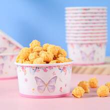10/24pcs Disposable Butterfly & Floral Ice Cream Cups, Disposable Party Supplies, Ice Cream Cups, Cake Cups, Ice Cream Paper Bowls, Popcorn Cups, Suitable For Party, Theater, Birthday, Wedding, Picnic - Multicolor - View 1