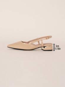 Fall/Winter Women's Back Strap Pointed Toe Flat Slingback Loafers - Beige - View 6