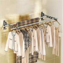 可调节角度壁挂式晾衣架，可折叠大容量金属衣架和干衣机收纳架，晾衣架 - 彩色 - 查看 2