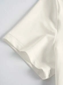 Women's Spring/Summer White Graphic T-Shirt - Street Casual Maple Leaf Lettering, Short-Sleeved Crewneck For Travel & Everyday Fashion - Beige - View 5