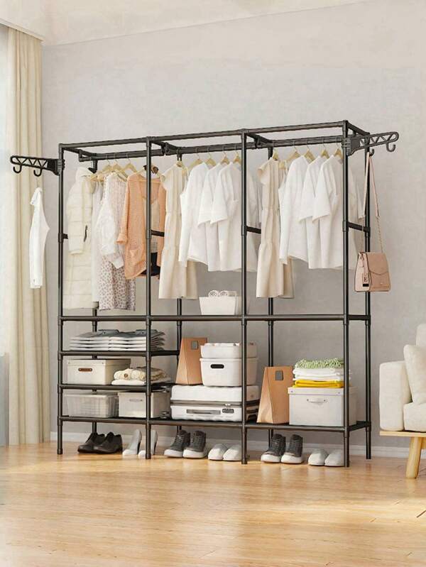 1 pieza Armario de pie multifuncional, perchero, estantería, zapatero, resistente, de moda, fácil de ensamblar/desensamblar, portátil, adecuado para dormitorio, sala de estar, oficina, sala de estudio, regalo de fiesta, regalo de Navidad, regalo para niños