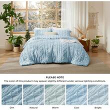 Luxurious Tufted Boho Comforter Set Queen Size - Premium Beige Bedding Ensemble With 3-Piece Shabby Chic Embroidery, Ideal Gifts For Women, Soft Jacquard Queen Comforter For All Seasons - 20 - 灰藍色 - 優雅 - 查看 7