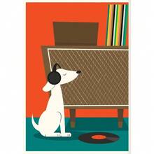 Cuadro con impresión de arte de álbum musical de discos de vinilo de mediados de siglo retro en lienzo para decoración de pared en sala de estar, opcional con marco - Multicolor - Ver 35