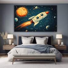 Funny Cute Animals Animal Canvas Wall Art, Moon Sky Framed Ready To Hang. Animals Canvas Wall Art Inspirational Animal Lion Giraffe Zebra Poster Print Jungle Animal Painting Picture Wall Decor Minimalist Soothing Sandpiper Bird Standing On Ocean Sea Waves Beach Reflection Painting Print,Funny Animal Canvas Painting Prints,Picture Art For Room Nursery Home(Orange) - Orange - View 4